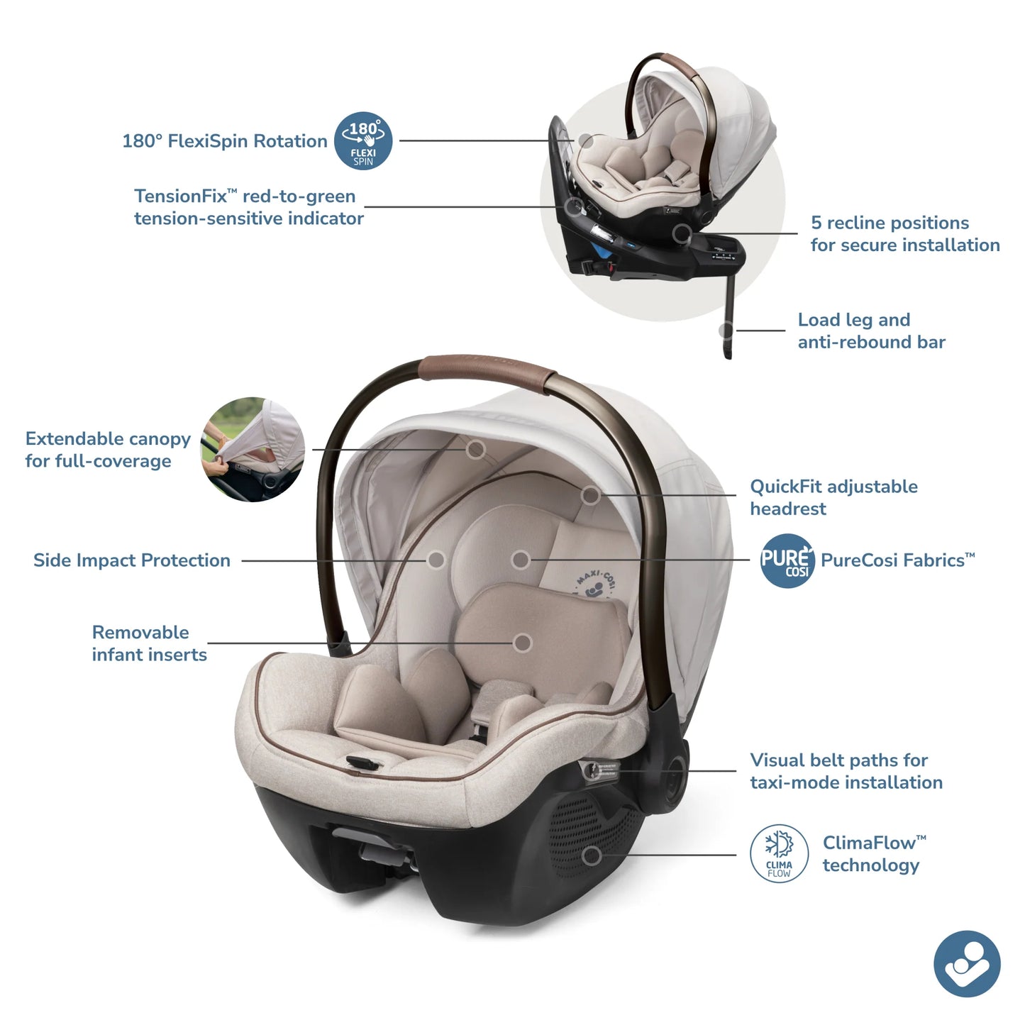 Peri™ 180° Rotating Infant Car Seat Onyx Wonder