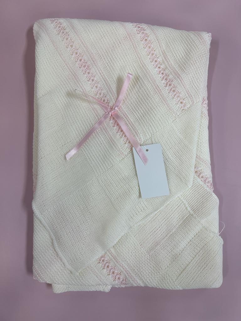 SET TEJIDO ESPAÑOL NEWBORN DE 4 PIEZAS BONE WHITE/PINK