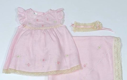 SET DE 4 PIEZAS EN LINO BORDADO NEWBORN